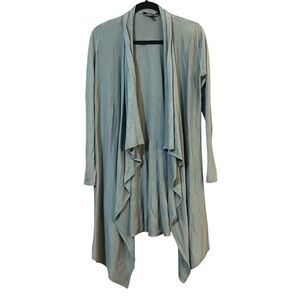 Peruvian Connection Cardigan Open Front Waterfall Sage Green Pima Cotton Size XS